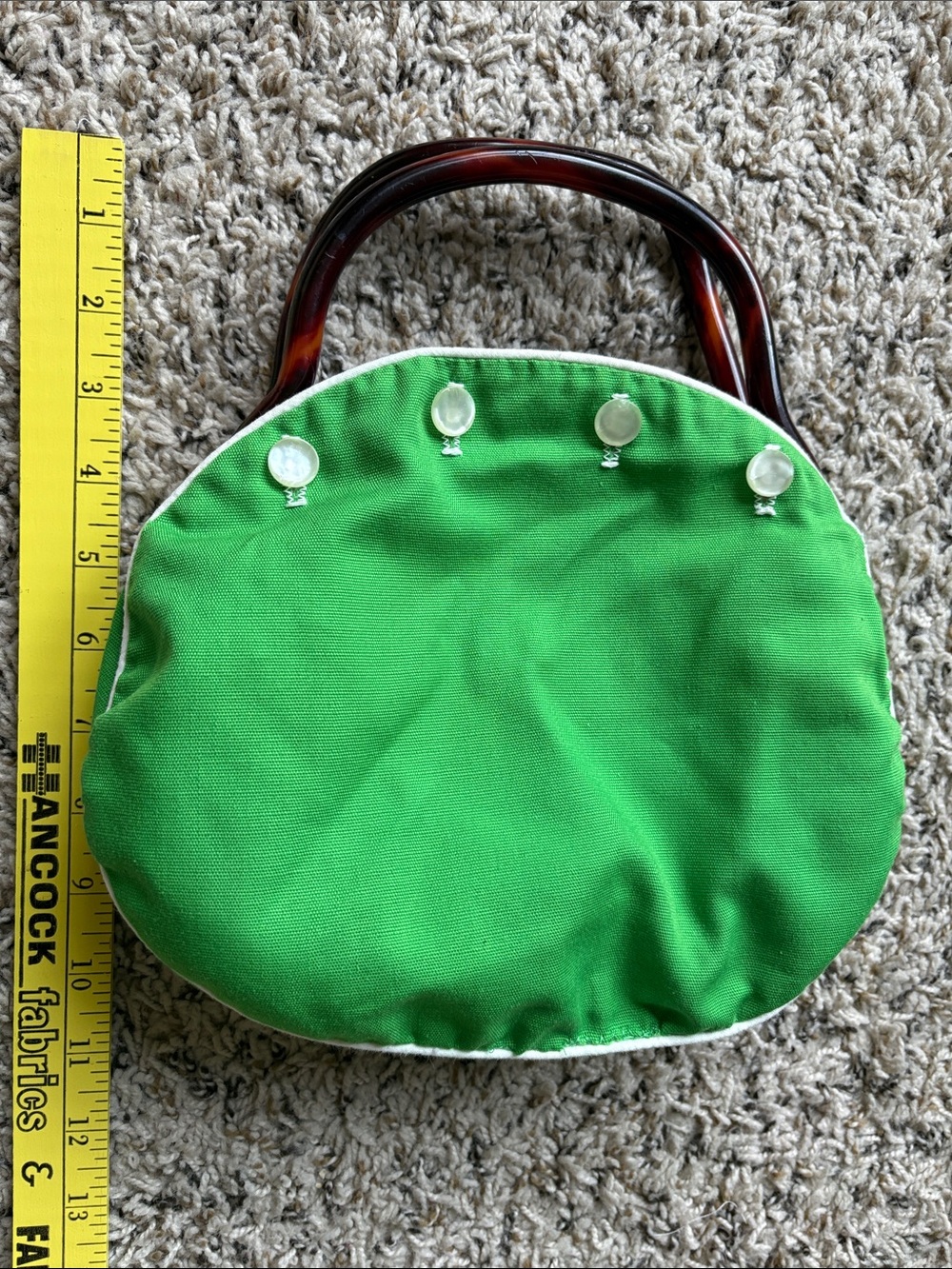 Vintage Bermuda Bag with Lucite Handle and Reversible Cloth Cover - Picture 7 of 10